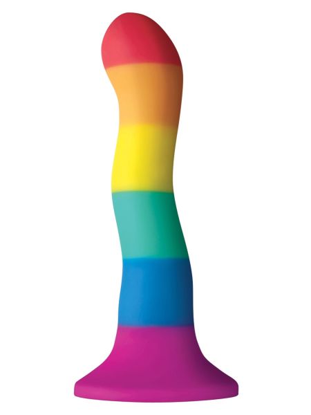 Silikonowe tęczowe dildo z mocną przyssawką 15 cm - 2