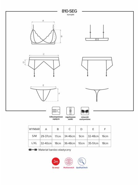 Sex komplet biustonosz pas stringi 810-SEG-1 S/M - 8