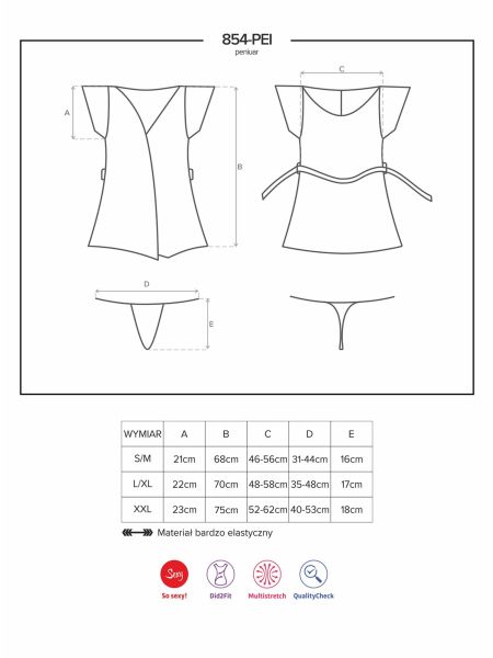 Szlafrok stringi komplet siateczka 854-PEI-1 S/M - 3