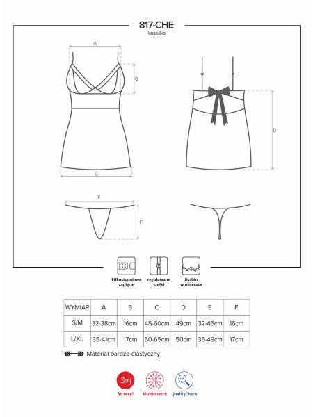 Koszulka erotyczna stringi komplet 817-CHE-1 L/XL - 3