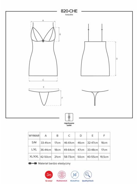 Przejrzysta koszulka stringi komplet 820-CHE-1 L/XL - 3