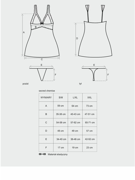 Satynowa sex koszulka stringi komplet Secred L/XL - 2