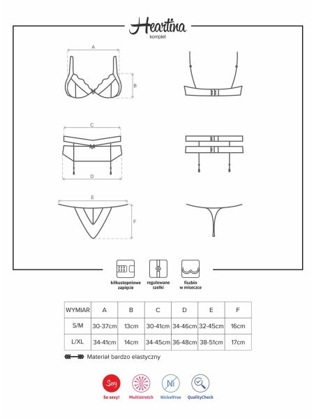 Sex komplet stringi pas biustonosz Heartina S/M - 3