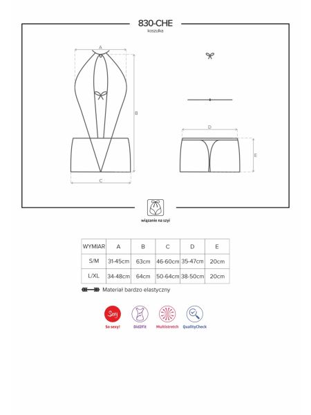 Otwarta koszulka i stringi komplet 830-CHE-1 L/XL - 4