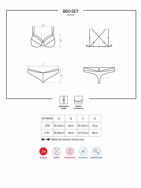 Komplet stringi biustonosz fiszbiny 860-SET-3 L/XL - 7