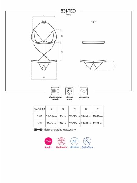 Erotyczne sex body otwarty krok 831-TED-1 S/M - 3