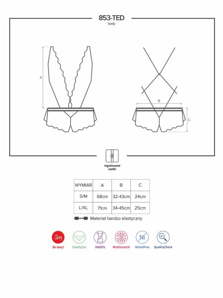 Seksowne body top spodenki koronka 853-TED-1 S/M - 7