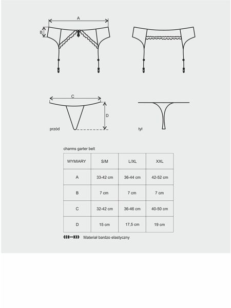 Pas do pończoch stringi koronka komplet Charms S/M - 2