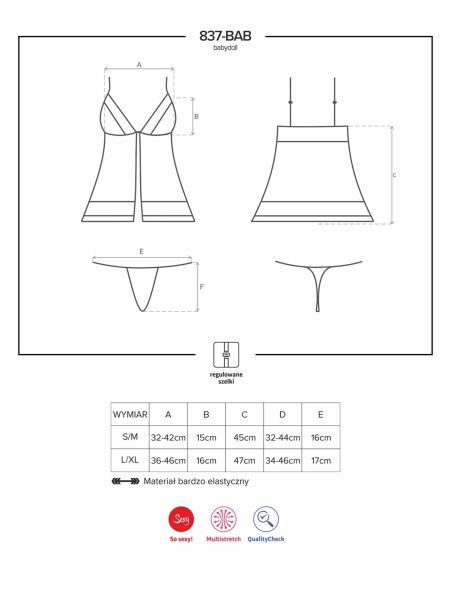 Zmysłowa koszulka stringi komplet 837-BAB-1 L/XL - 2