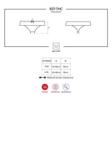 Otwarty krok erotyczne sex stringi 837-THC-1 S/M - 10