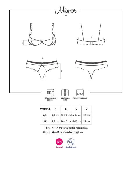 Półbiustonosz majtki erotyczny komplet Miamor S/M - 3