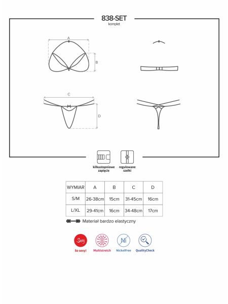 Ognisty komplet stringi biustonosz 838-SET-3 L/XL - 8