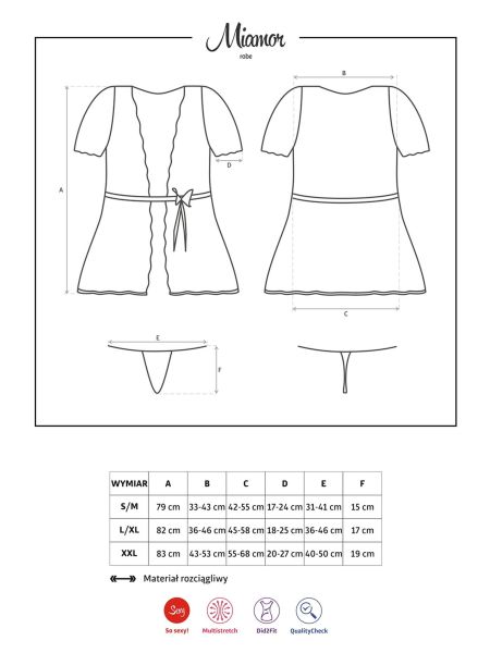 Koronkowy szlafrok i stringi komplet Miamor S/M - 2