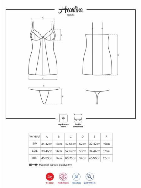 Gorąca sex koszulka stringi komplet Heartina S/M - 3