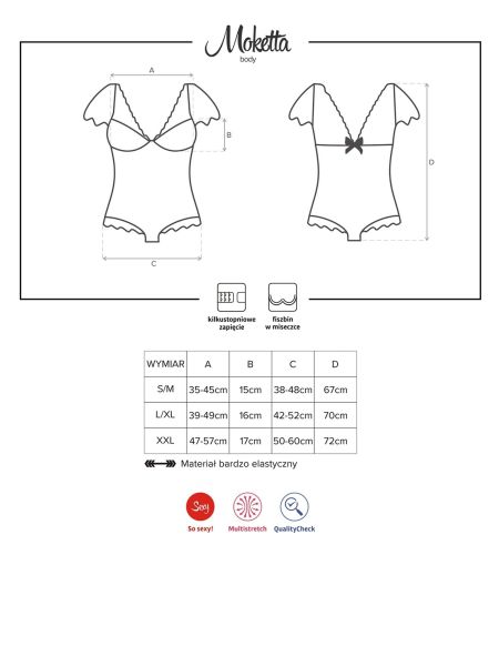 Erotyczne eleganckie body koronkowe Moketta S/M czarne - 3