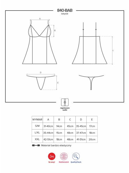 Koszulka babydoll stringi komplet 840-BAB-1 S/M - 3