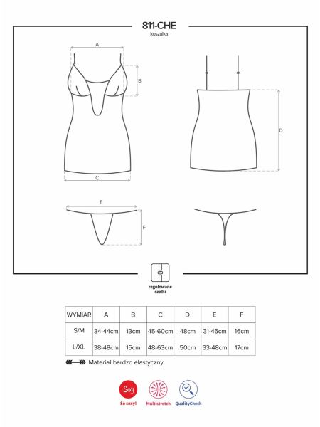 Zdobiona koszulka stringi komplet 811-CHE-1 S/M - 3