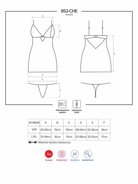 Koronkowa koszulka stringi komplet 852-CHE-1 L/XL - 7