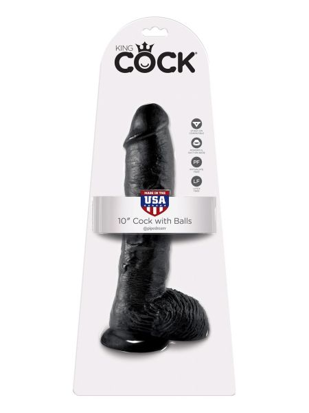 Dildo-COCK 10 INCH W/ BALLS BLACK - 3