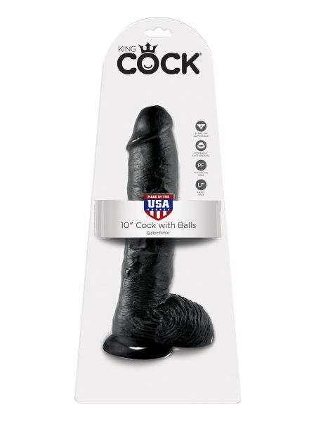 Dildo-COCK 10 INCH W/ BALLS BLACK - 4