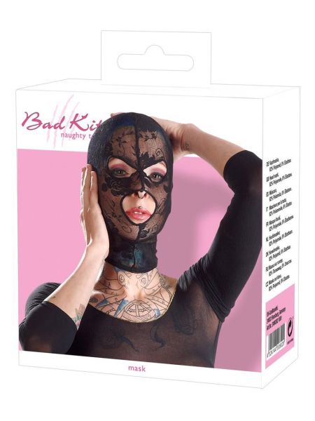 Maska na twarz cała głowa koronka pończocha BDSM - 4