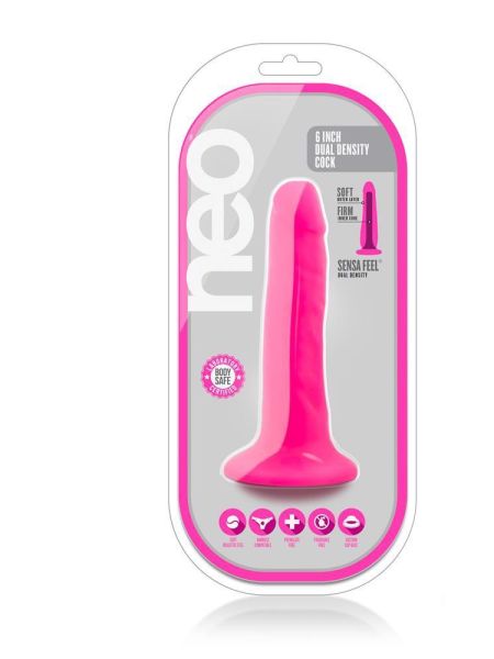 Dildo-NEO 6INCH DUAL DENSITY COCK NEON PINK