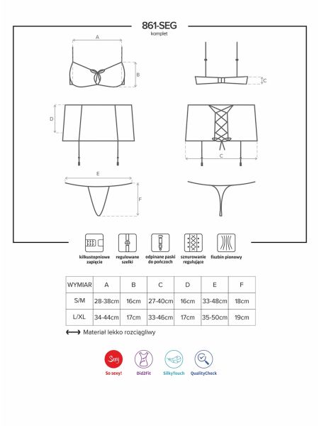 Stanik pas stringi komplet satyna 861-SEG-5 S/M - 7