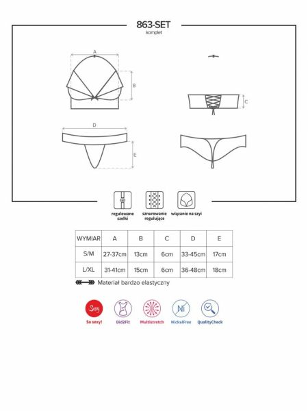 Komplet sex biustonosz stringi 863-SET-3 S/M - 5