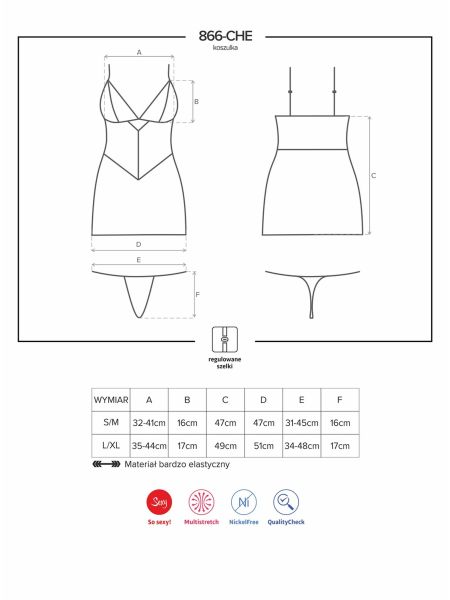 Siateczkowa koszulka stringi komplet 866-CHE-1 S/M - 5