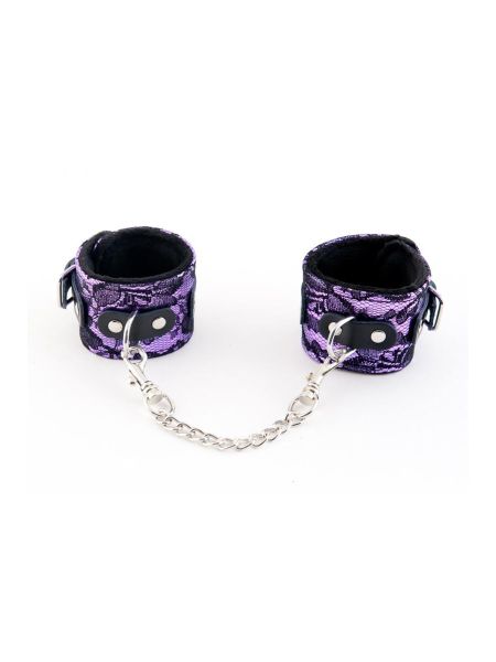 Kajdanki-MARCUS 711003 Hand cuffs with metal chain tracery syntetic purple bdsm Valentine day - 4