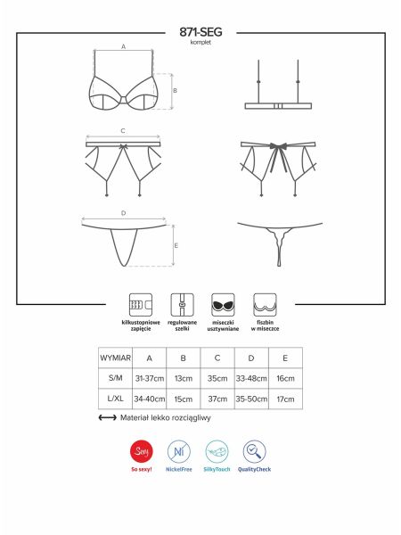 Sex komplet biustonosz pas stringi 871-SEG-2 L/XL - 5