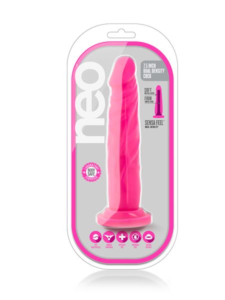 Dildo-NEO 7.5INCH DUAL DENSITY COCK NEON PINK - 3