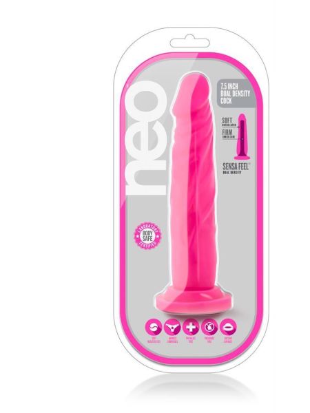 Dildo-NEO 7.5INCH DUAL DENSITY COCK NEON PINK - 2