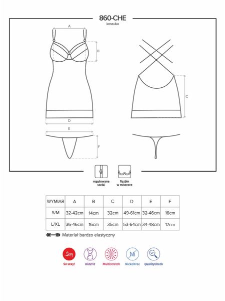 Koronkowa koszulka i stringi komplet 860-CHE-2 S/M - 5