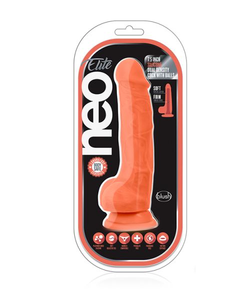 NEO ELITE 7.5INCH COCK WITH BALLS ORANGE - 4