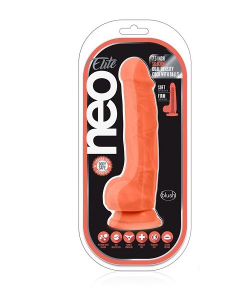 NEO ELITE 7.5INCH COCK WITH BALLS ORANGE