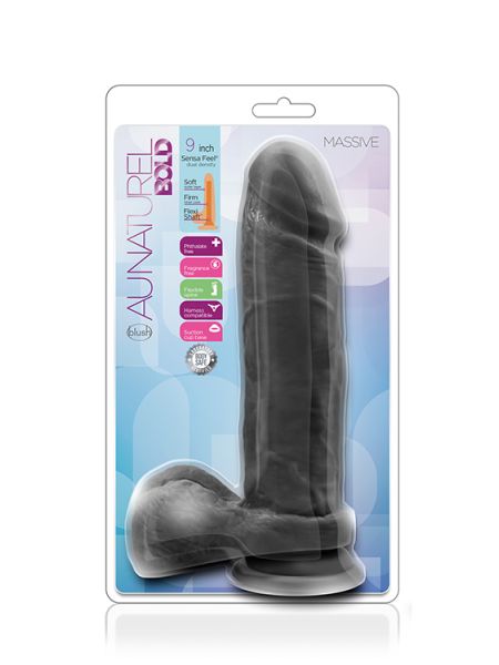 Dildo silikonowe gładkie czarne z przyssawką 23 cm - 4