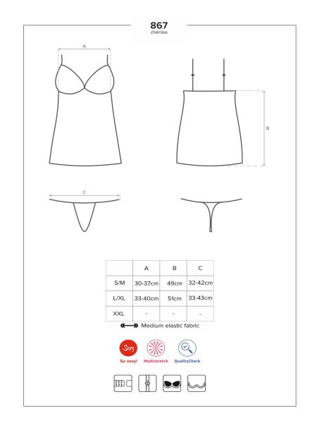 Śliczna koszulka stringi sex komplet 867-CHE-1 S/M - 7