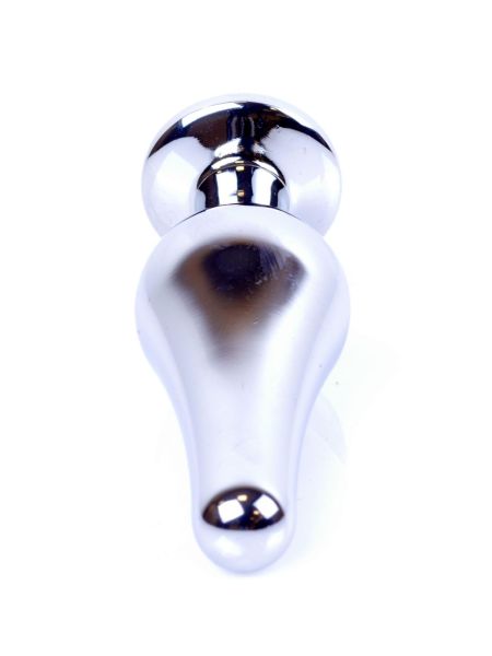 Stalowy korek analny wąski plug metal diament 9cm różowy - 5