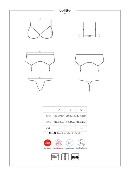 Komplet koronka biustonosz pas stringi Lolitte S/M - 7