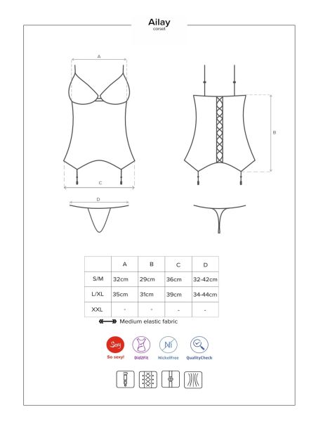 Gorset koronkowy i stringi sex komplet Ailay S/M - 7