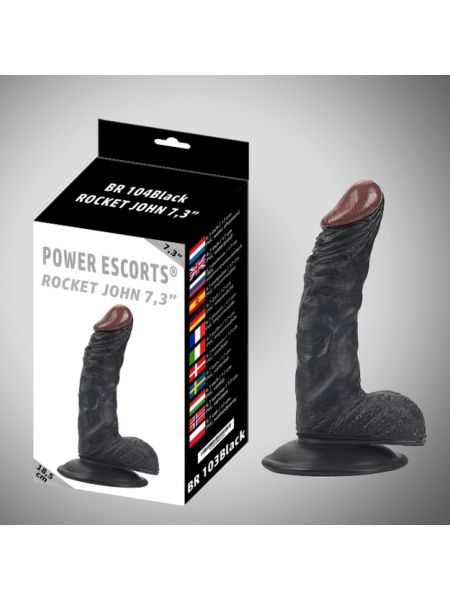 Rocket john 7,3 inch black realistic dildo 7,3 inch / 18,5 cm - 4