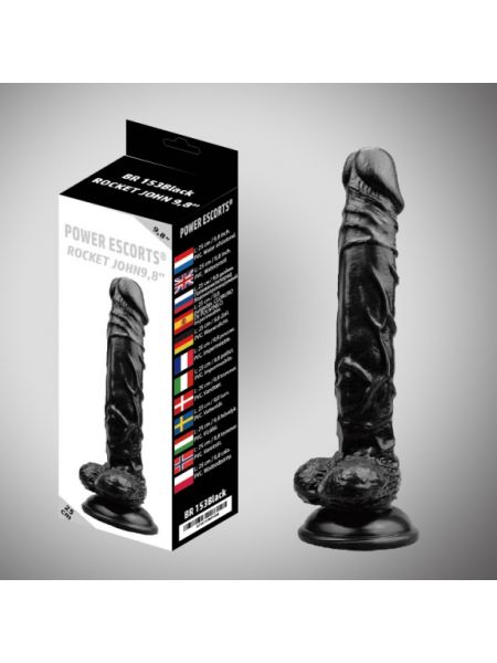 Rocket john black dildo 9,8 inch 25 cm