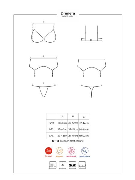 Gorący komplet biustonosz stringi pas Drimera XXL - 4