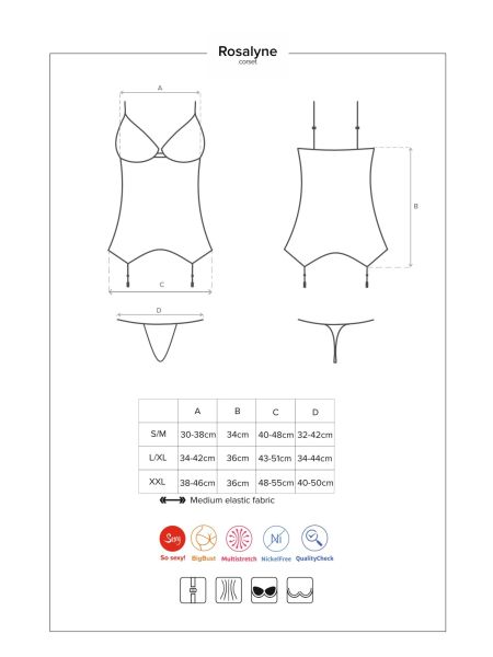 Erotyczny komplet sex gorset stringi Rosalyne S/M - 6